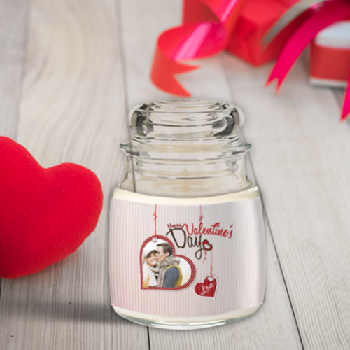 Κερί Προσωποποιημένο σε Γυάλινο Βάζο με Καπάκι Valentine’s Day φωτογραφία