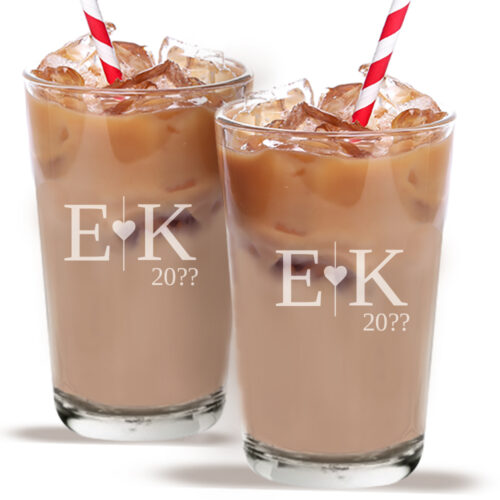 Σετ 2 Ποτήρια για Χυμό, Νερό με καρδιά, Αρχικά