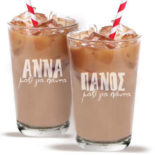 Με Ονόματα 2 Ποτήρια για Χυμό, Νερό με χάραξη Ονόματα