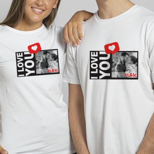 Σετ 2 T-shirts με Φωτογραφία, Μήνυμα, Ονόματα