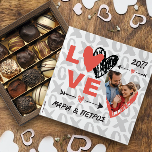 Love & Φωτογραφία σε Κουτί Σοκολατάκια με Μήνυμα