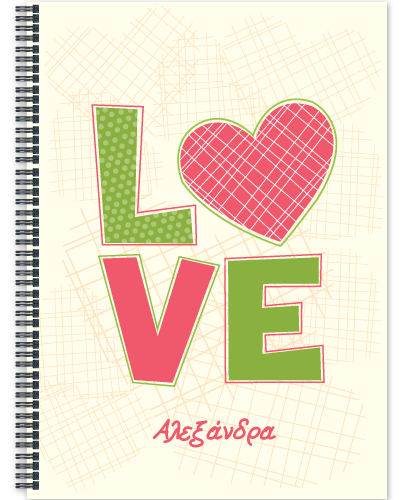 Σχολικό A4 Τετράδιο Σπιράλ για Κορίτσια, με love