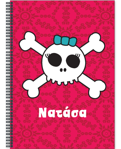 Κόκκινο Τετράδιο Σπιράλ Α4 με Νεκροκεφαλή για Κορίτσια