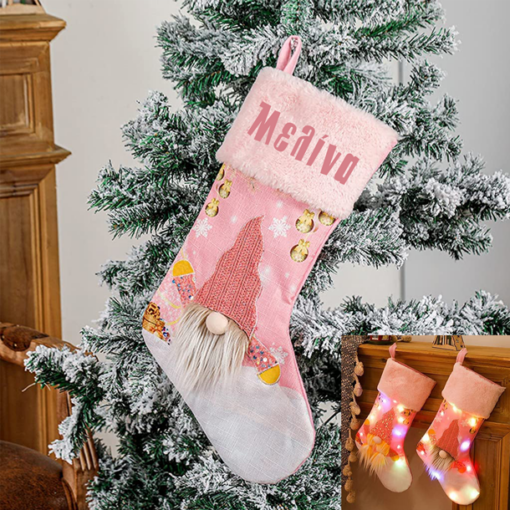 Χριστουγεννιάτικη Πλεχτή Μπότα με Φωτάκια LED, Όνομα