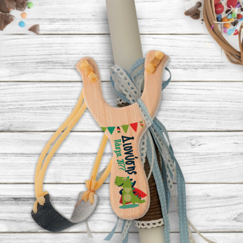 Χειροποίητη με Όνομα σε Ξύλινη Σφεντόνα Πασχαλινή Λαμπάδα