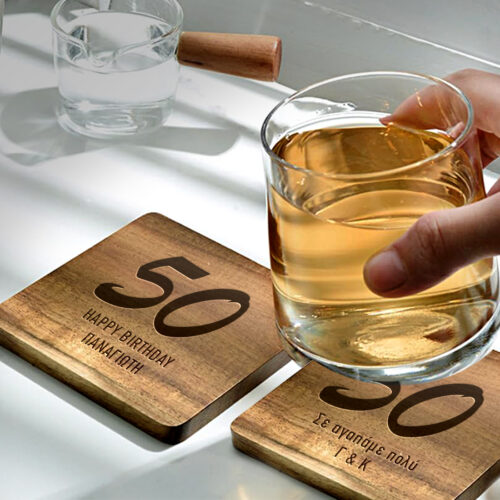 Ξύλινα Σουβέρ με Χάραξη Ηλικία, Δώρο Γενεθλίων για Άνδρες,