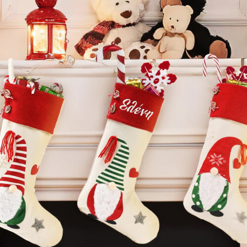 Διακοσμητική Κάλτσα Χριστουγεννιάτικη με Όνομα
