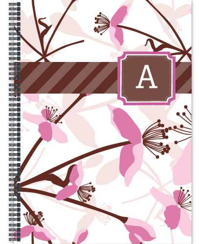 Τετράδιο Α4 με όνομα για Δημοτικό Σημειώσεων με Ροζ Λουλούδια