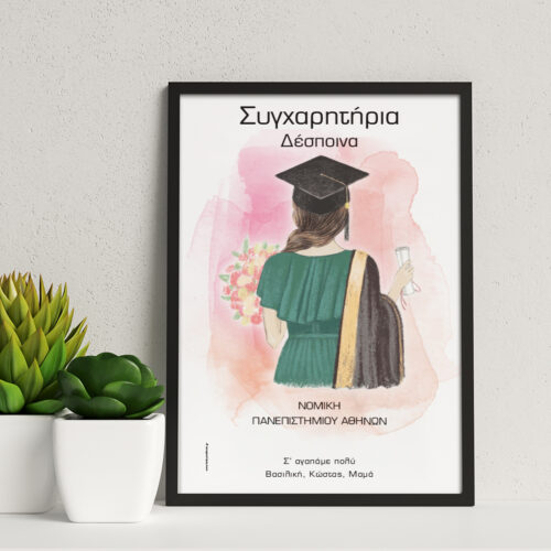 Κάδρο διακοσμητικό με Όνομα, Μήνυμα για αποφοίτηση