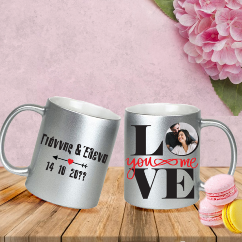 Γκρι Κούπα Love με Γκλίτερ, με Φωτογραφία, Ονόματα