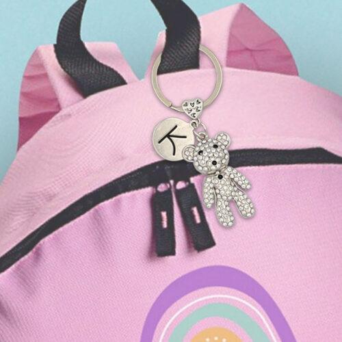 Tag τσάντας Μπρελόκ αρκουδάκι με ζιρκόν, χάραξη αρχικό
