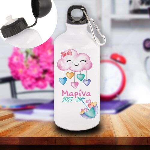 Παγούρι Λευκό Μεταλλικό για νερό με σύννεφα, Όνομα