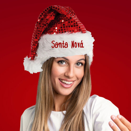 Σκούφος Άι Βασίλη με παγέτες & Όνομα για Γυναίκες