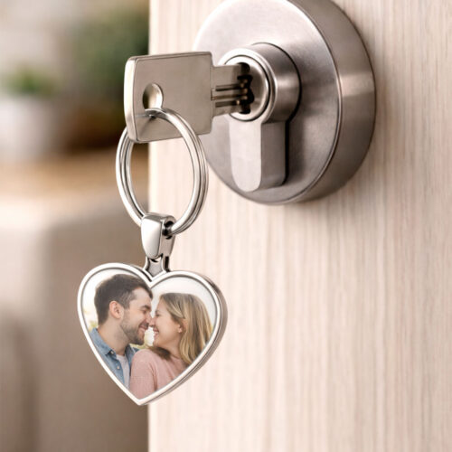Μπρελόκ Μεταλλικό Καρδιά με Φωτογραφία για γυναίκες