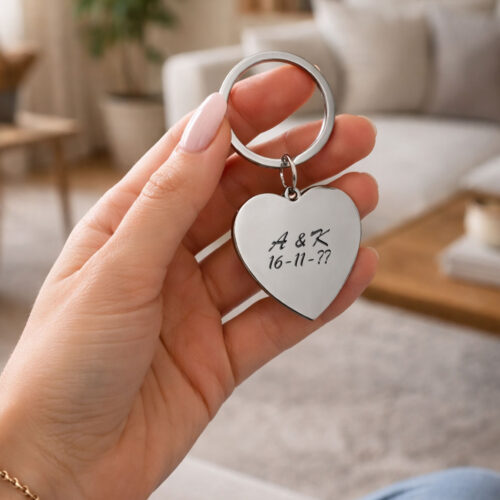 Ανοξείδωτο Μπρελόκ καρδιά με Χάραξη αρχικά, για ζευγάρια