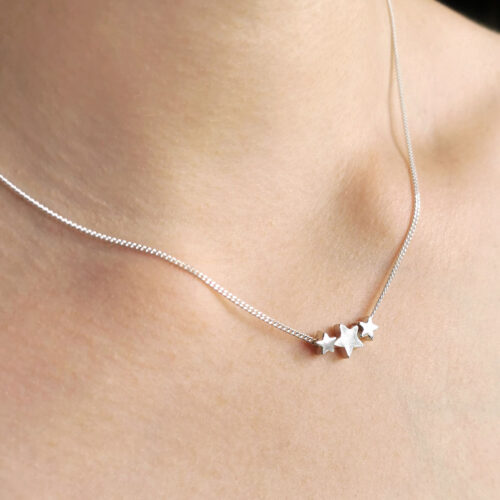 Χειροποίητο Κολιέ Αστεράκια από ασήμι 925, με μήνυμα, δώρο για επέτειο