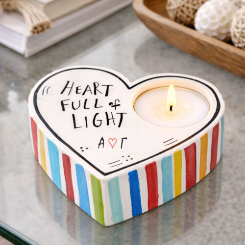 Χειροποίητο κηροπήγιο καρδιά με μήνυμα, αρχικά για γυναίκες