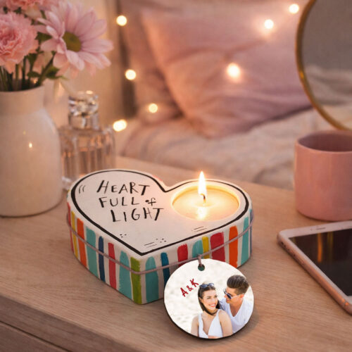 Κηροπήγιο Χειροποίητο δώρο με Φωτογραφία σε διακοσμητικό