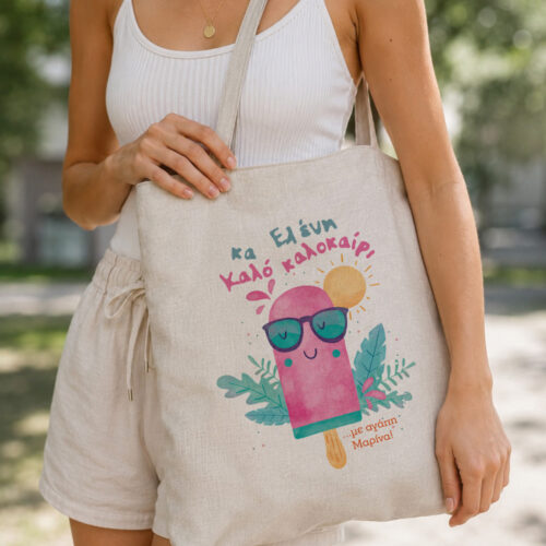 tote bag tsanta gia psonia me onoma doro gia daskala kalo kalokairi familyandfriends
